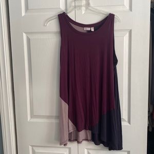 Logo tank tunic blocked print in 3 shades of purple
